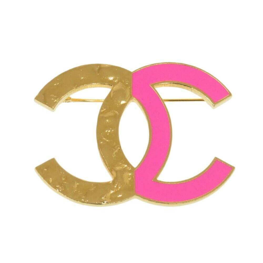 CHANEL Pink Logo Brooch